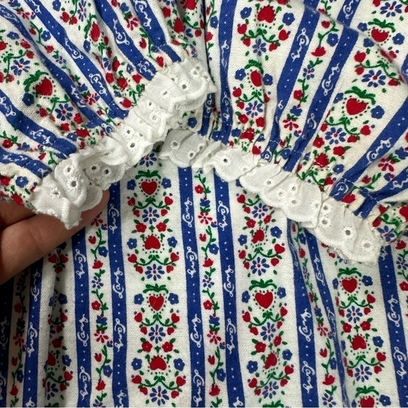 Lanz of Salzburg Sz S Nightgown Classic Blue Tyrolean Stripe Flannel NWOT - Picture 14 of 16